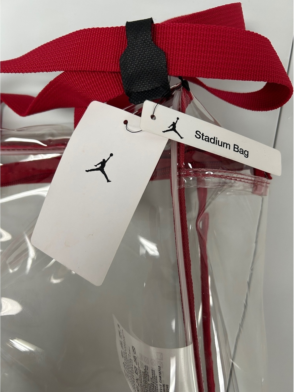 Nike Jordan Clear Red Trim Stadium Tote Bag - Picture 9 of 9